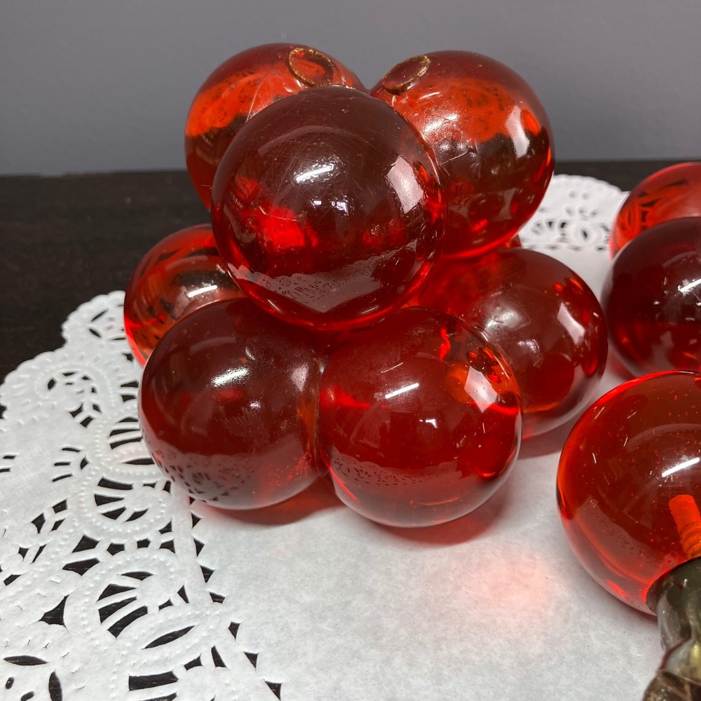 Vintage Lucite Grape Candle Holders MCM Red Acrylic Project Pair - Picture 4 of 12